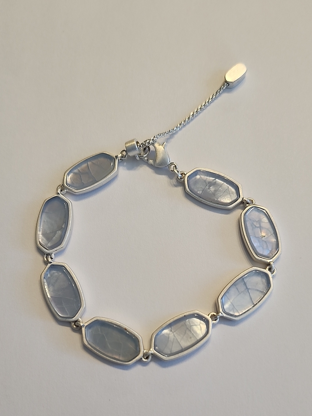Kendra Scott Millie Link Bracelet in Sky Blue Illusion Bright Silver Tone